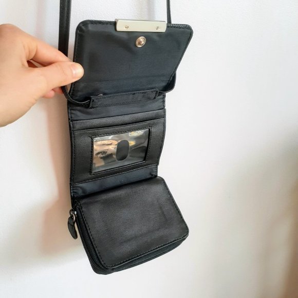 Black wallet bag with shoulder strap - Picture 5 of 6